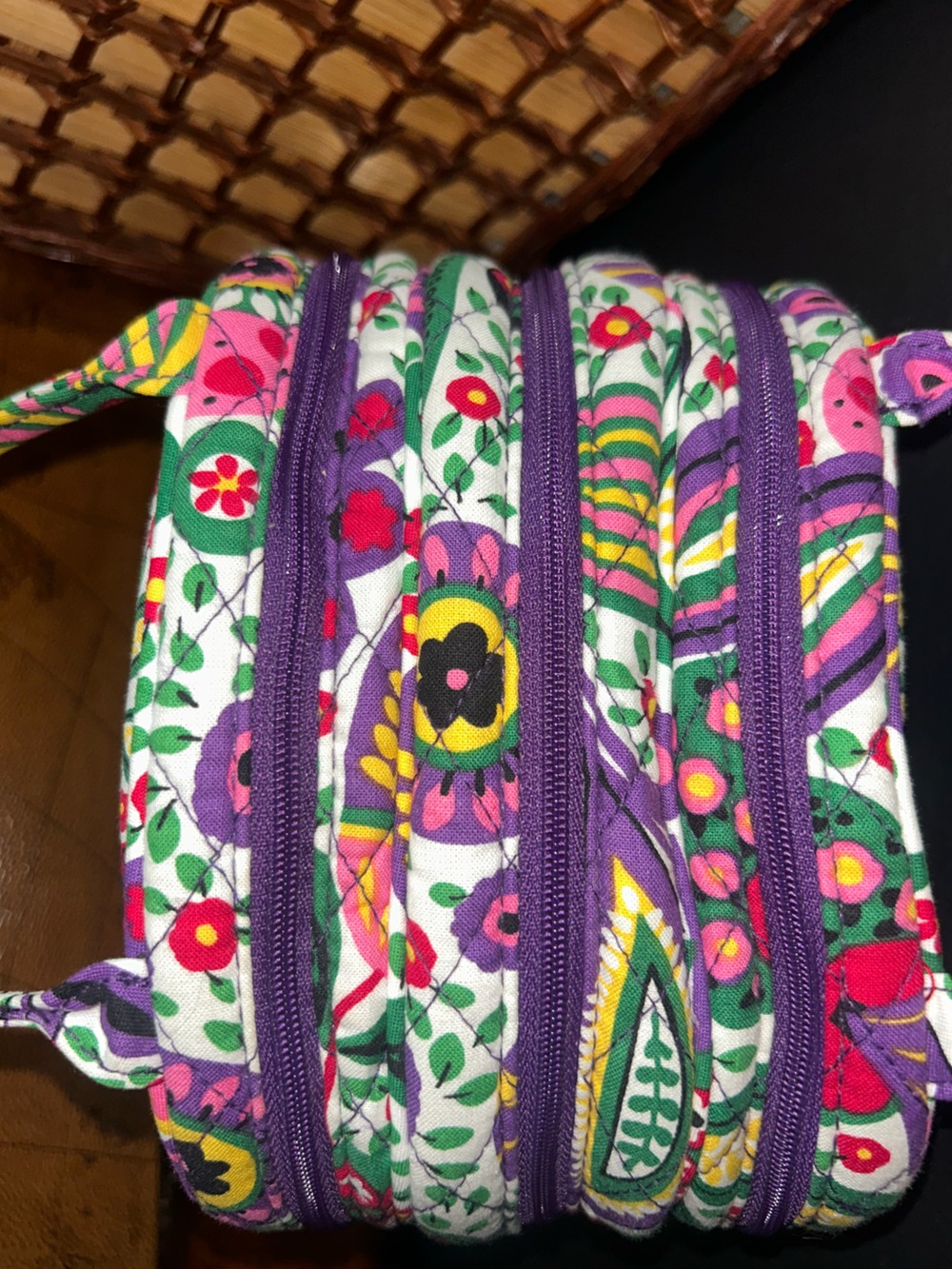 Vera Bradley triple zip cosmetic bag in retired "Viva La Vera" floral print - Picture 3 of 16